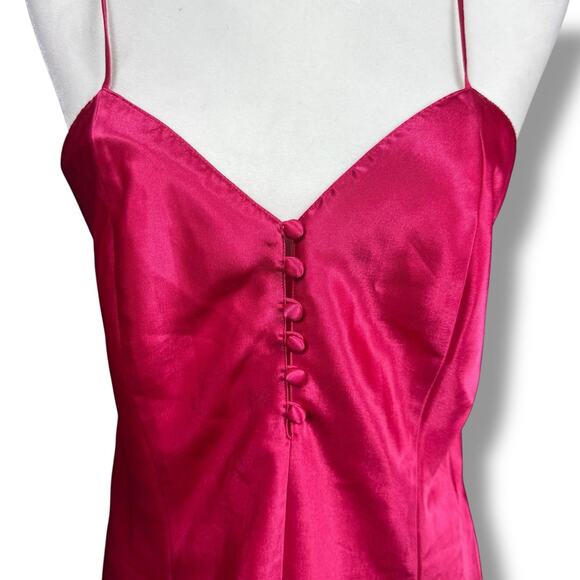 Vintage Singerie Nordstrom Pink Slip Dress 90s Y2K Coquette Button Front Size S - Picture 3 of 8